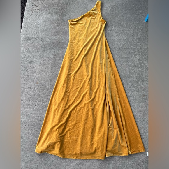 Polo Ralph Lauren gold yellow velvet one shoulder velvet dress midi cocktail NWT - Picture 8 of 11